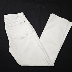 7 Seven for All Mankind Women's White High Waist Slim Kick Jeans 28 Patch Pocket